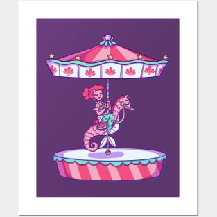 Mermaid on a Carousel Posters and Art